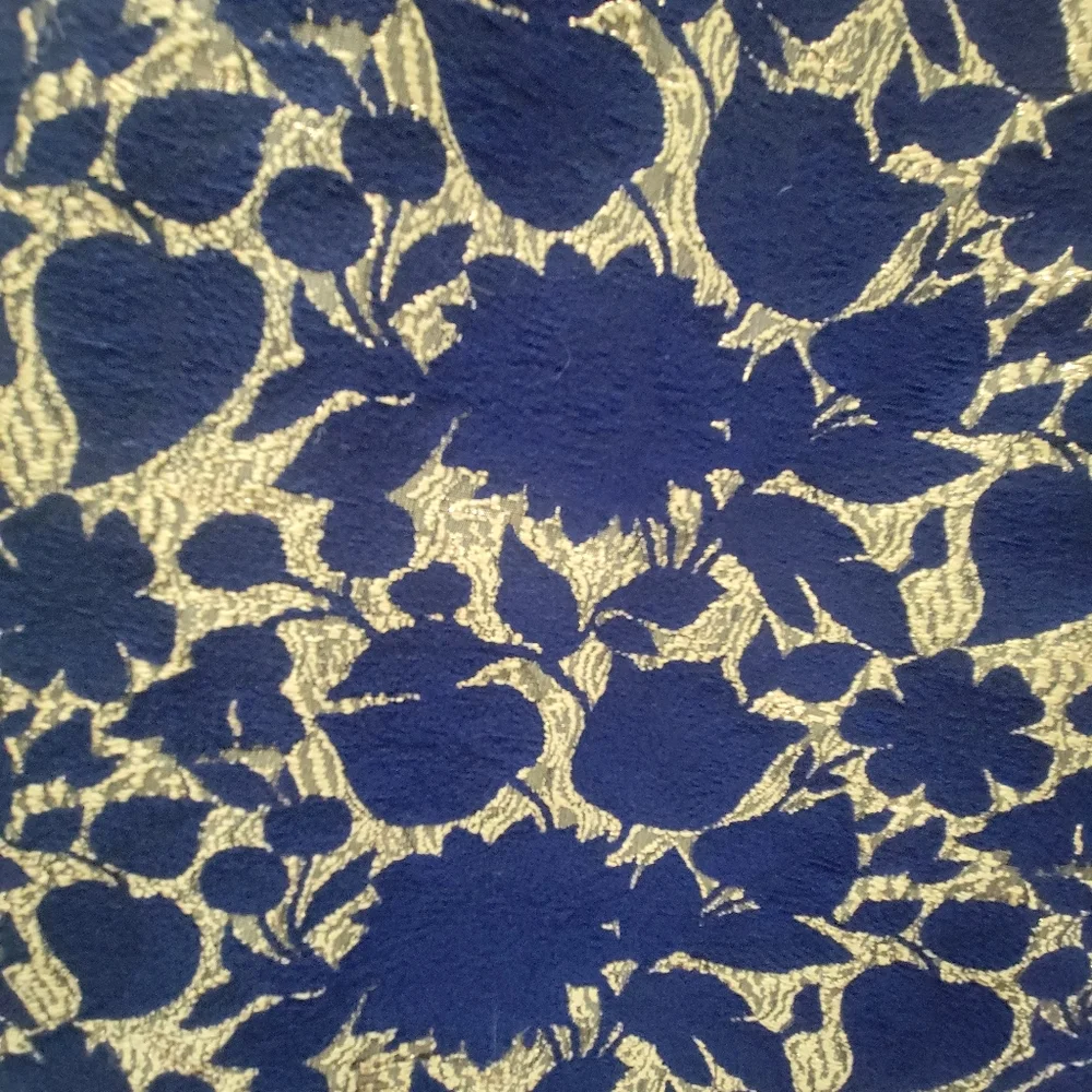JCrew Navy &‎ Gold Brocade Wool Floral Skirt 16 Holiday Festive Party Preppy